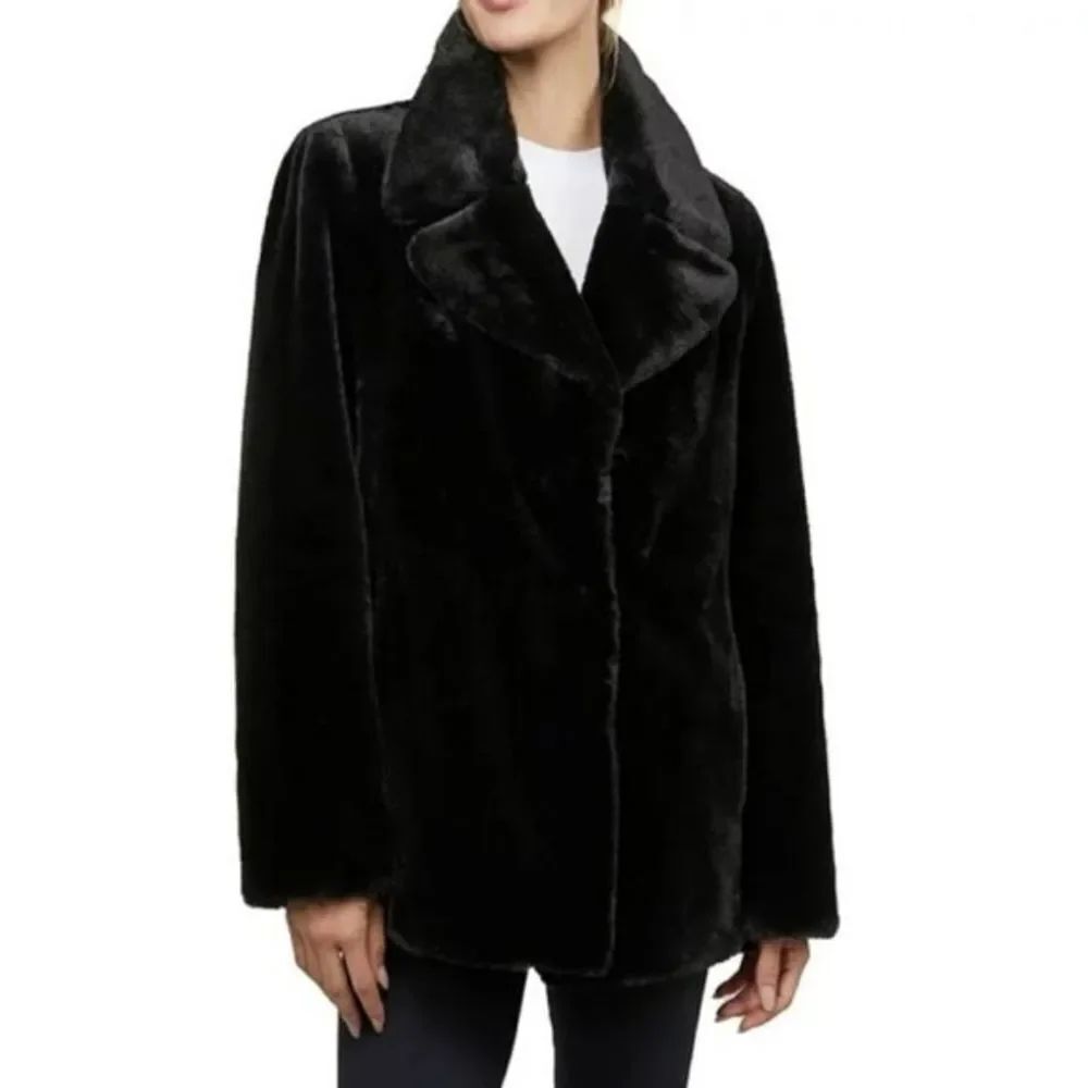 Badgley Mischka Black Faux Fur Coat Jacket Sz 2X